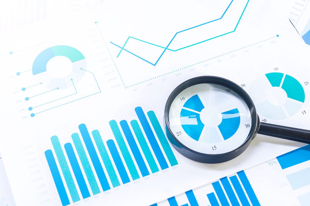 Magnifying glass on data research