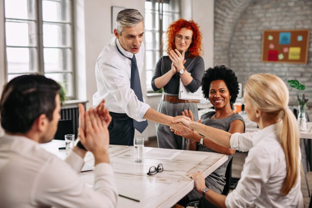 Employee teams showing support and engagement